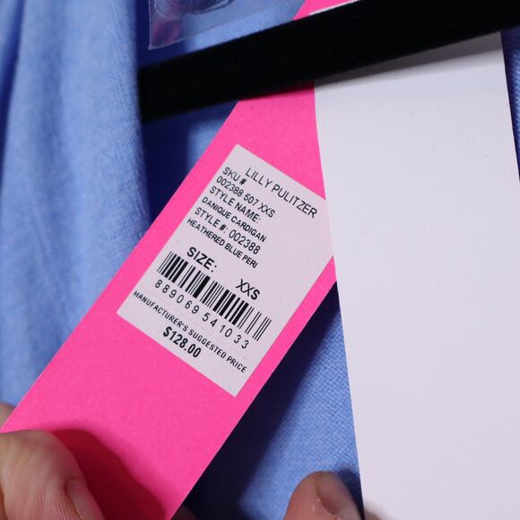 LILLY PULITZER NEW Danique Coolmax Open Cardigan Heathered Blue Peri Women's 2XS - Picture 6 of 15